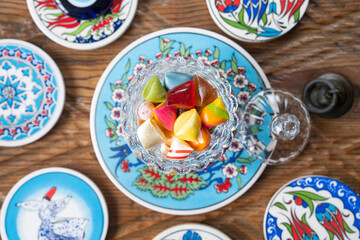 Obraz na płótnie Canvas Colorful Ramadan Feast Candy, Traditional Ottoman Candy (Akide Sekeri) Photo, Üsküdar Istanbul, Turkiye