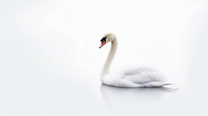 Plakat animal on the white Background a Swan generative ai