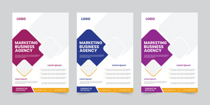 Colorful geometric shapes marketing flyer with different color variation template