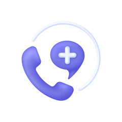 Obraz premium 3D Medical call phone isolated on white background. Emergency call. Medical phone number.