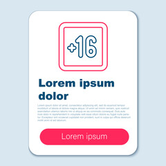 Line Plus 16 movie icon isolated on grey background. Adult content. Sixteen plus icon. Censored business concept. Colorful outline concept. Vector