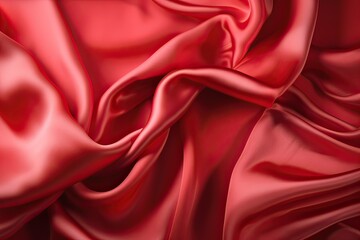 Obraz premium Close-up texture of natural red or pink fabric or cloth in same color. Fabric texture of natural cotton, silk or wool, or linen textile material. Red canvas background. Generative Ai.