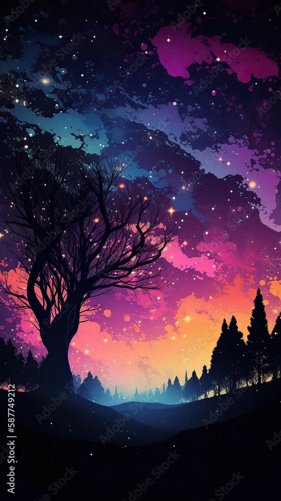 Wall mural abstract outer space endless nebula galaxy background. large view of a colorful dark nebula in space