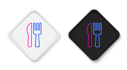 Line Crossed knife and fork icon isolated on white background. Cutlery symbol. Colorful outline concept. Vector