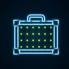 Glowing neon line Guitar amplifier icon isolated on black background. Musical instrument. Colorful outline concept. Vector