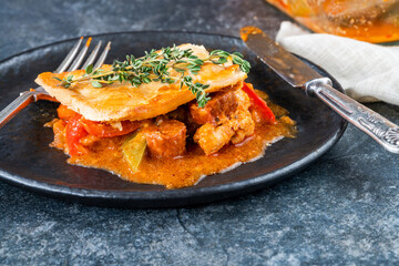 Basque chicken and chorizo pie