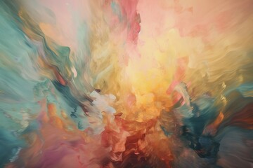 Fototapeta na wymiar an abstract painting of a multicolored cloud of smoke. generative ai