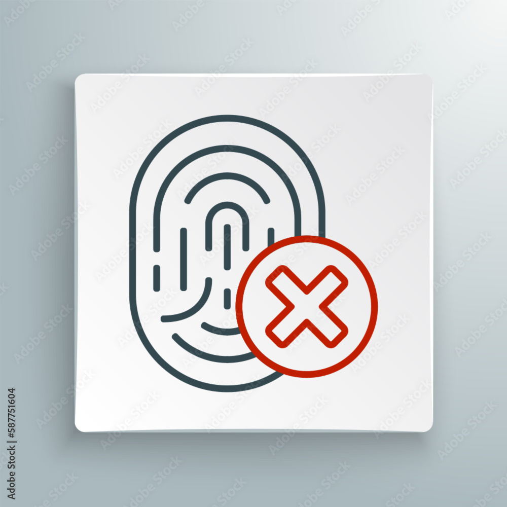 Poster line cancelled fingerprint icon isolated on white background. access denied for user concept. error,