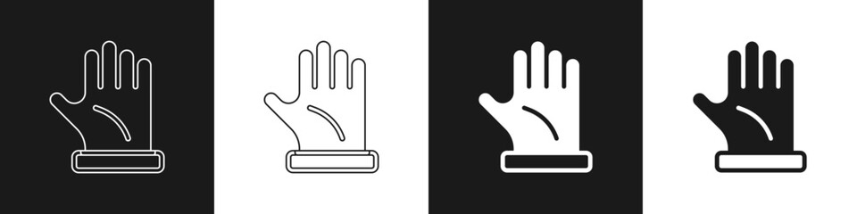Set Beekeeper glove icon isolated on black and white background. Vector