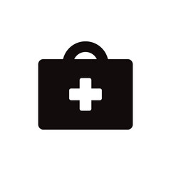 Obraz premium First aid kit vector icon. Medical hospital first aid kit flat sign design. First aid kit symbol pictogram. UX UI icon