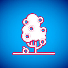 White Fruit tree icon isolated on blue background. Agricultural plant. Organic farm product. Fruit garden. Gardening theme. Vector