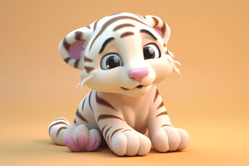 Cute Baby Tiger. Cartoon Tiger Background.