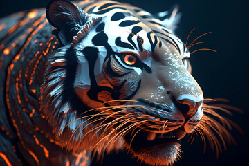 Portrait of a Tiger Head. Epic Beautiful Tiger Wallpaper.