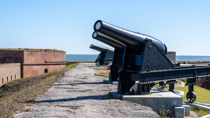 Fototapeta na wymiar Cannon inside Fort Clinch.