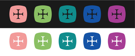 Set Crusade icon isolated on black and white background. Vector
