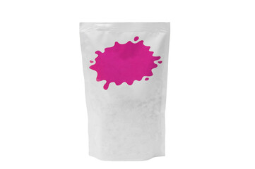 stain remover in white packaging. The concept of washing dirty stains. washing powder in light package