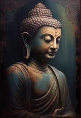 Foto op Plexiglas Buddha statue, Oil Painting, Generative AI © Vig