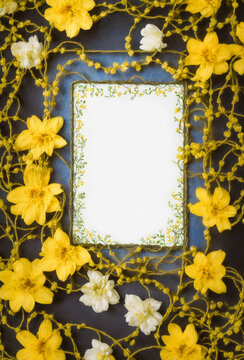 Frühlings-Postkarten und Rahmen mit Blumen zum selbst beschriften an Ostern, im Frühling, als Gruß