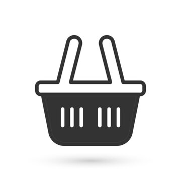Grey Shopping basket icon isolated on white background. Online buying concept. Delivery service sign. Shopping cart symbol. Vector