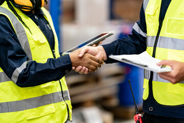 Warehouse workers checking the inventory. Products on inventory shelves storage. .Worker Doing Inventory in Warehouse. Dispatcher in uniform making inventory in storehouse. supply chain concept