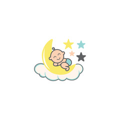 cute baby sleep for babyhood vector icon logos