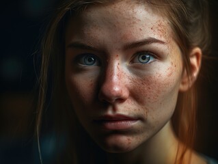 Young woman with allergy in the skin. Ai Generative.