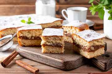 Apple pie, sponge cake, Charlotte with apples on a table