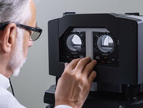 Person with an optic device. Ai Generative.