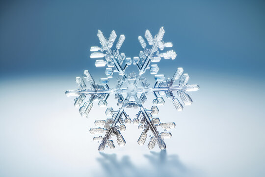 snowflake Macro Photography super close up on White background. generative AI