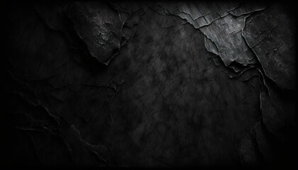 Abstract Black Stone Wall Background with Rough Texture - ai generated