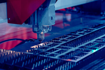 Technology Cutting of metal CNC Laser engraving, modern industrial equipment