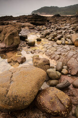 Rocky beach near Lastres and Colunga. Asturias. Geology. Travel. Hiking 