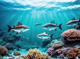 Fototapeta premium coral reef with fish