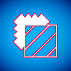 White Layers clothing textile icon isolated on blue background. Element of fabric features. Vector