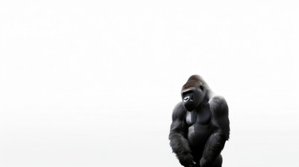 animal on the white Background a Gorilla generative ai