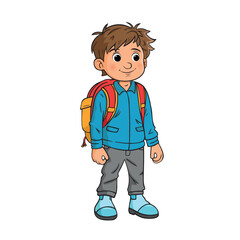 Teenage Student with Backpack Vector Illustration. Happy schoolboy ready to go back to school