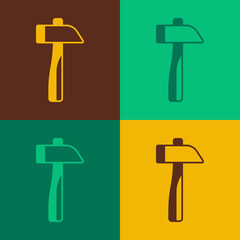 Pop art Hammer icon isolated on color background. Tool for repair. Vector