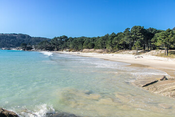 Beautiful Nerga beach in Cangas, Galicia,