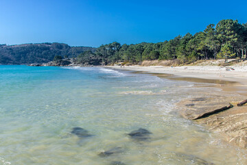 Beautiful Nerga beach in Cangas, Galicia,