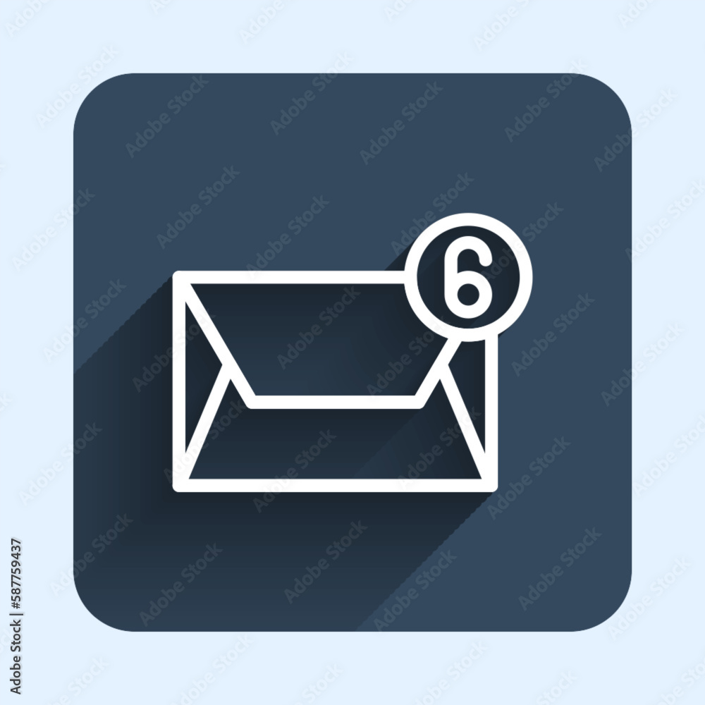 Poster white line mail and e-mail icon isolated with long shadow background. envelope symbol e-mail. email 