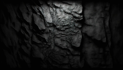 Abstract Black Stone Wall Background with Rough Texture - ai generated