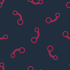 Red line Piercing icon isolated seamless pattern on black background. Vector