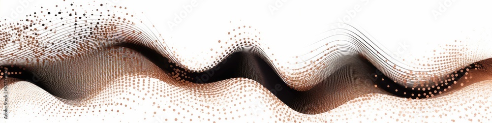 Poster dynamic wave elements of brown dots on a white background. banner, web design. generative ai