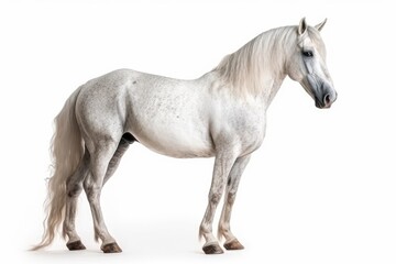 Naklejka na ściany i meble Andalusian Horse On White Background. Generative AI