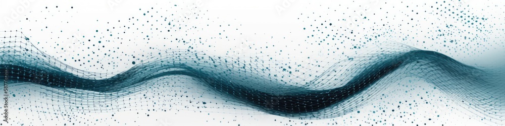 Poster dynamic wave elements of blue dots on a white background. banner, web design. generative ai
