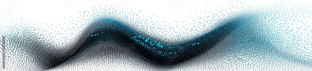 Poster dynamic wave elements of blue dots on a white background. banner, web design. generative ai
