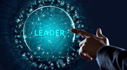 Successful team leader.  Business leadership concepts. A successful team leader is a manager market...