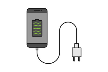 Obraz premium Smartphone charger adapter line icon sign symbol vector, smartphone, electric socket, adapter, full battery notification