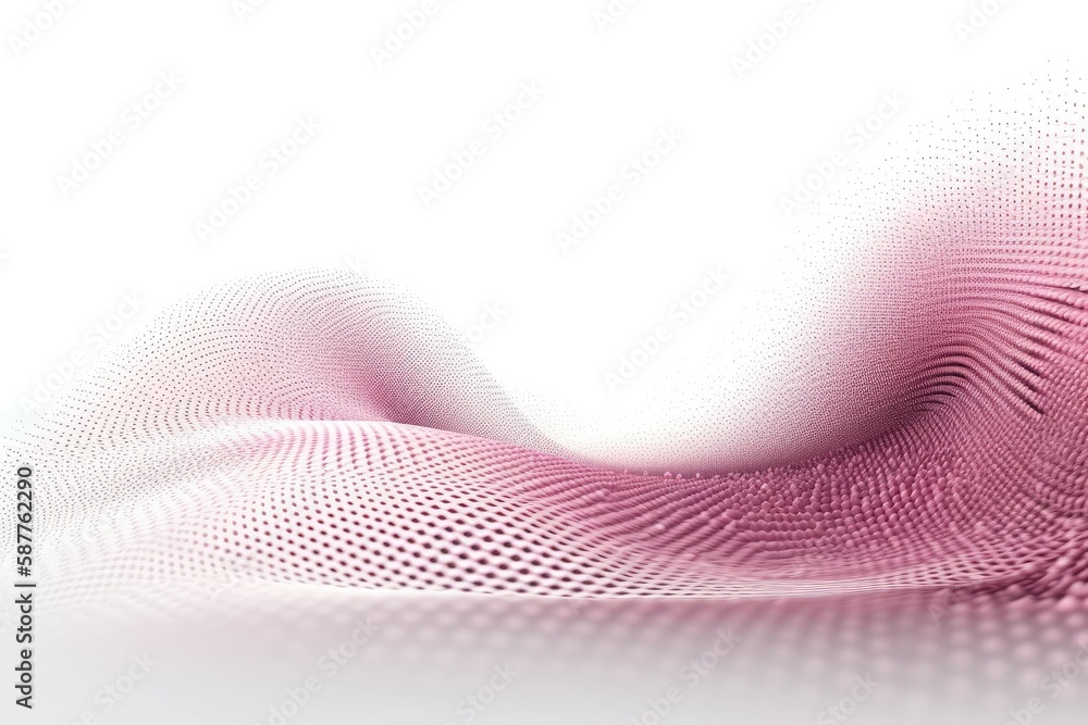 Poster dynamic wave elements of pink dots on a white background. generative ai