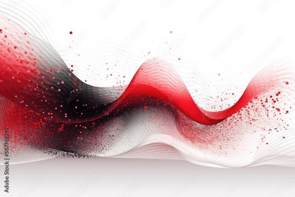 Aufkleber dynamic wave elements of red dots on a white background. generative ai